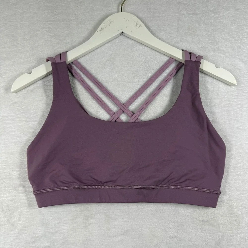 Lululemon Free To Be Elevated Bra Purple Strappy Back Yoga‎ Sports Bra Size 10